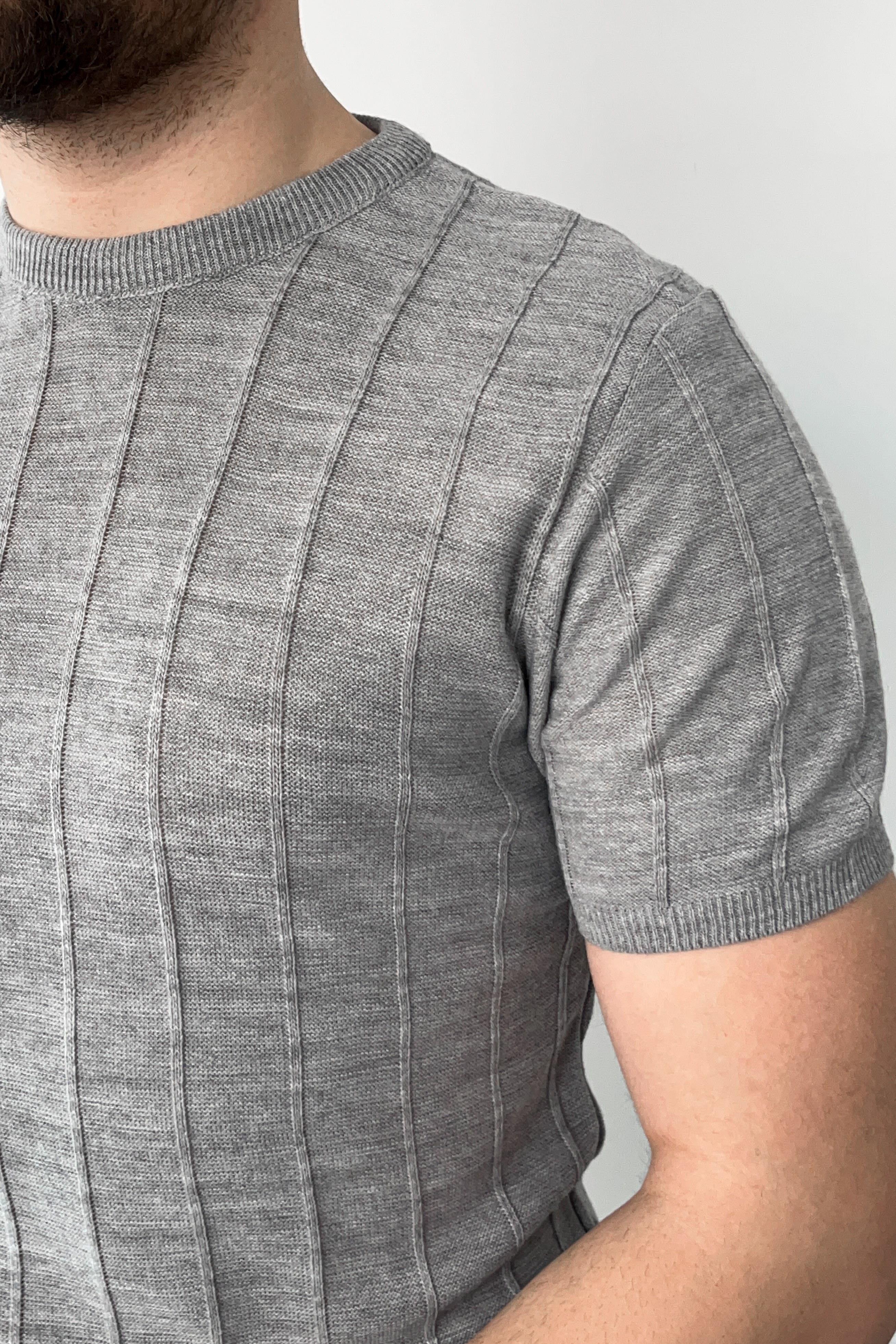 Gri Örme Triko Tshirt