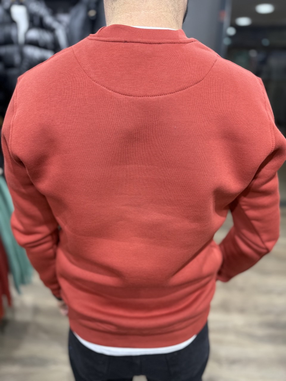 Kırmızı 3 İplik Şardonlu Baskılı Sweatshirt