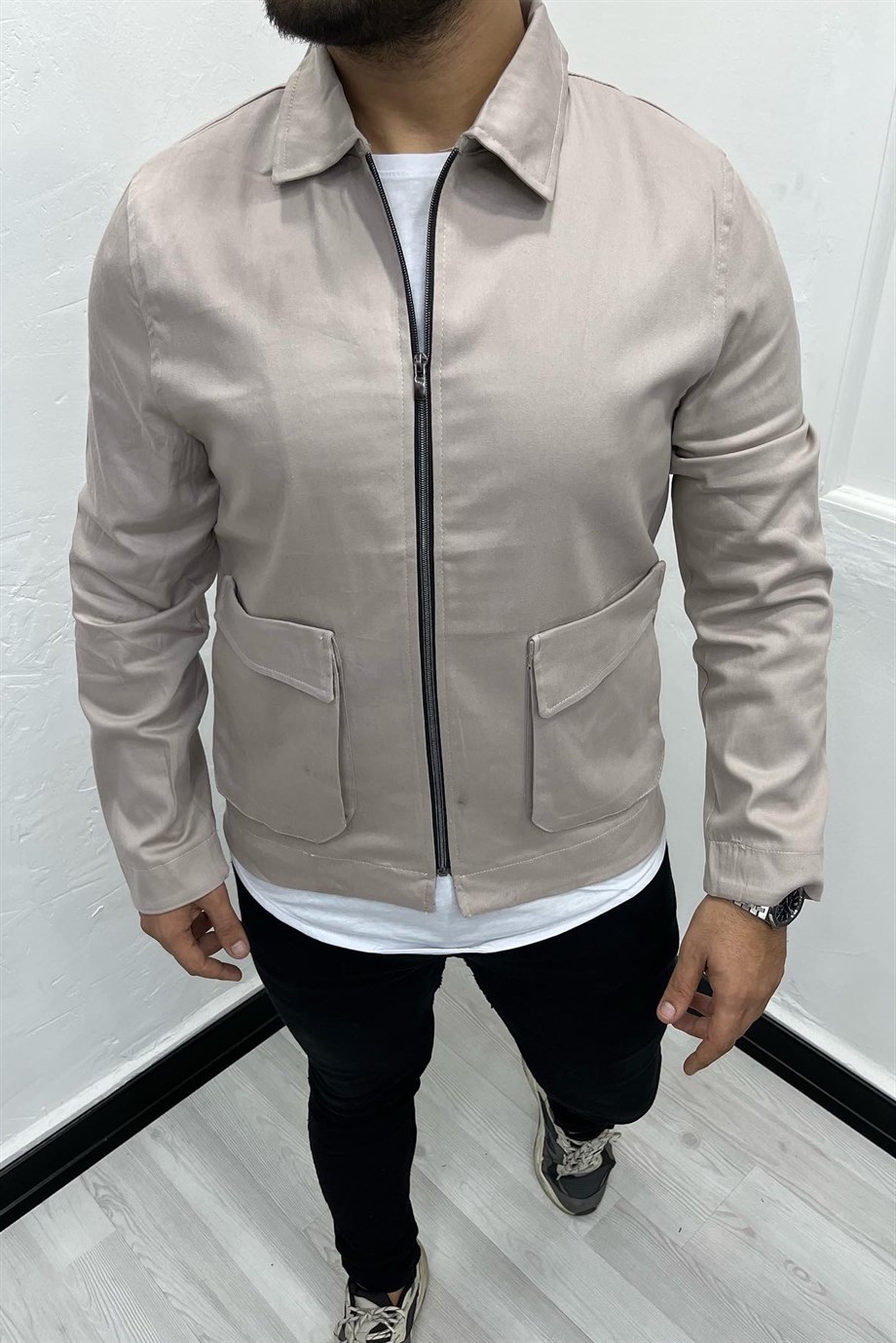 CEKETKrem Gabardin Ceket | VİP LOKAL1019-KremKrem Gabardin Ceket