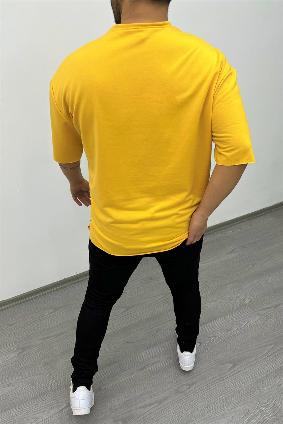 Sarı Pis Dikiş Oversize Tshirt