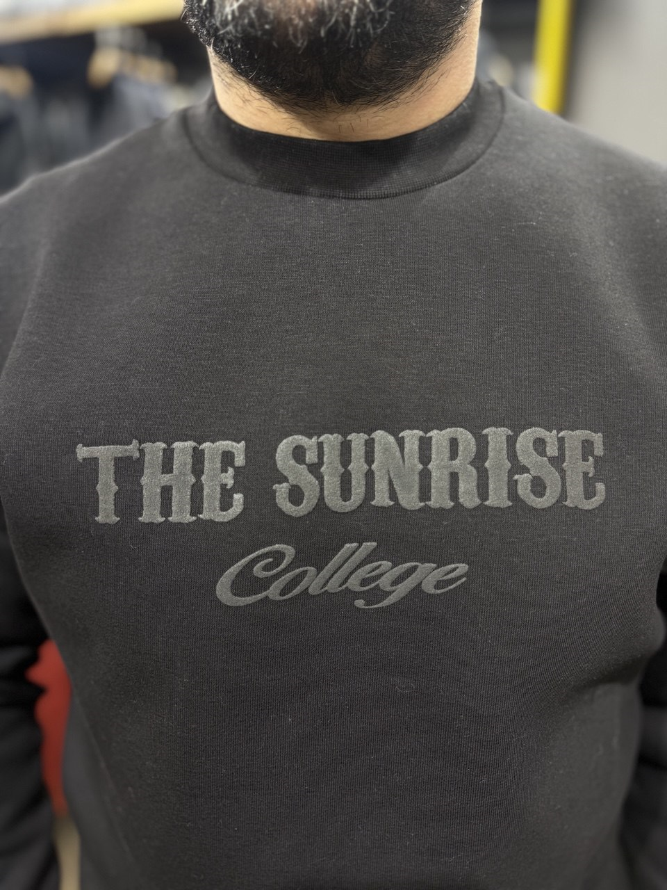 Siyah 3 İplik Şardonlu Baskılı Sweatshirt