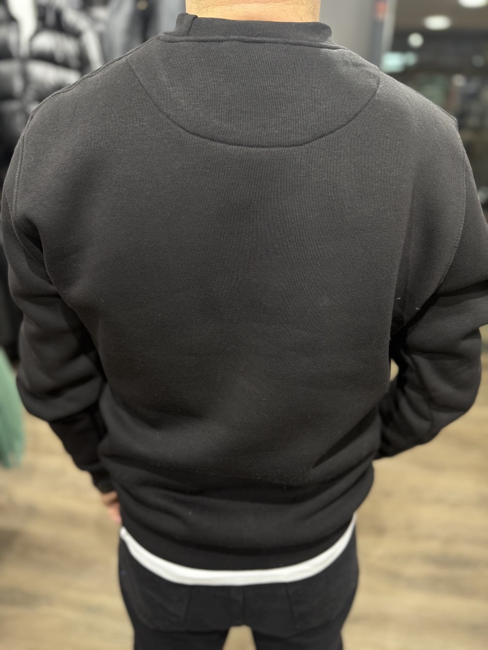 Siyah 3 İplik Şardonlu Baskılı Sweatshirt