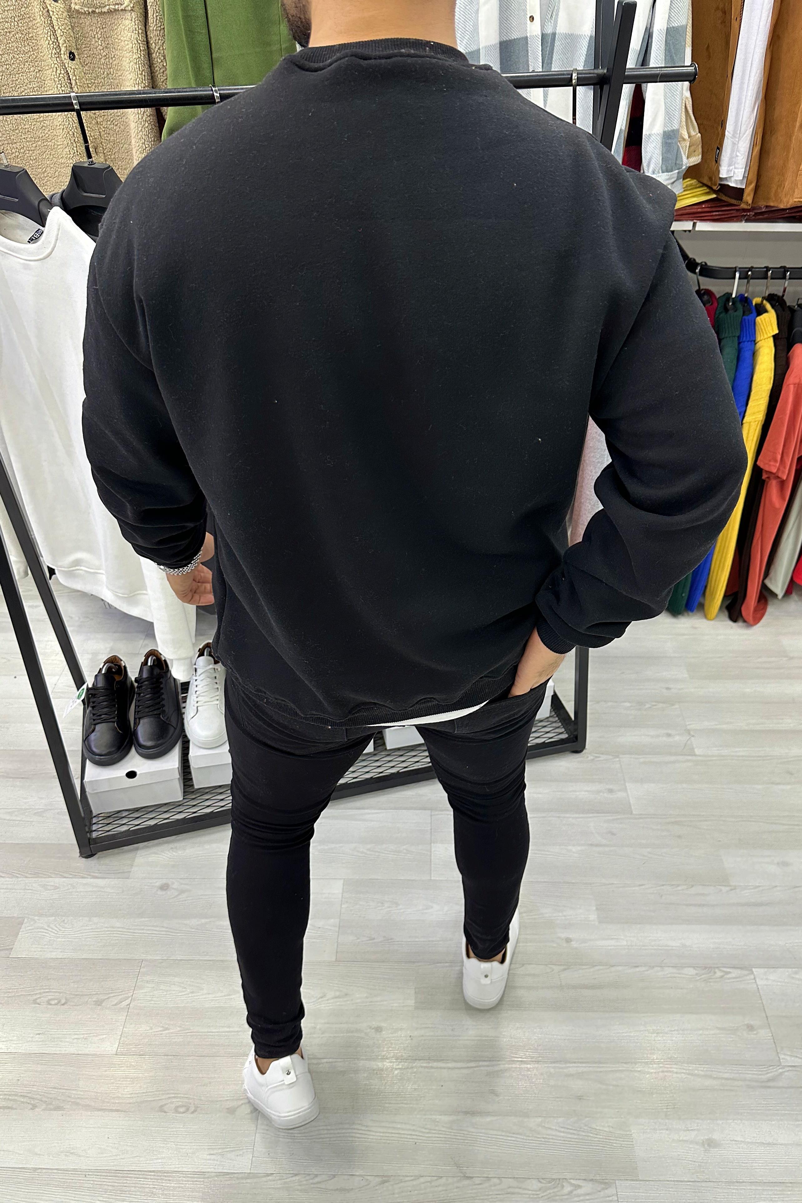 Siyah Oversize Basic Sweat