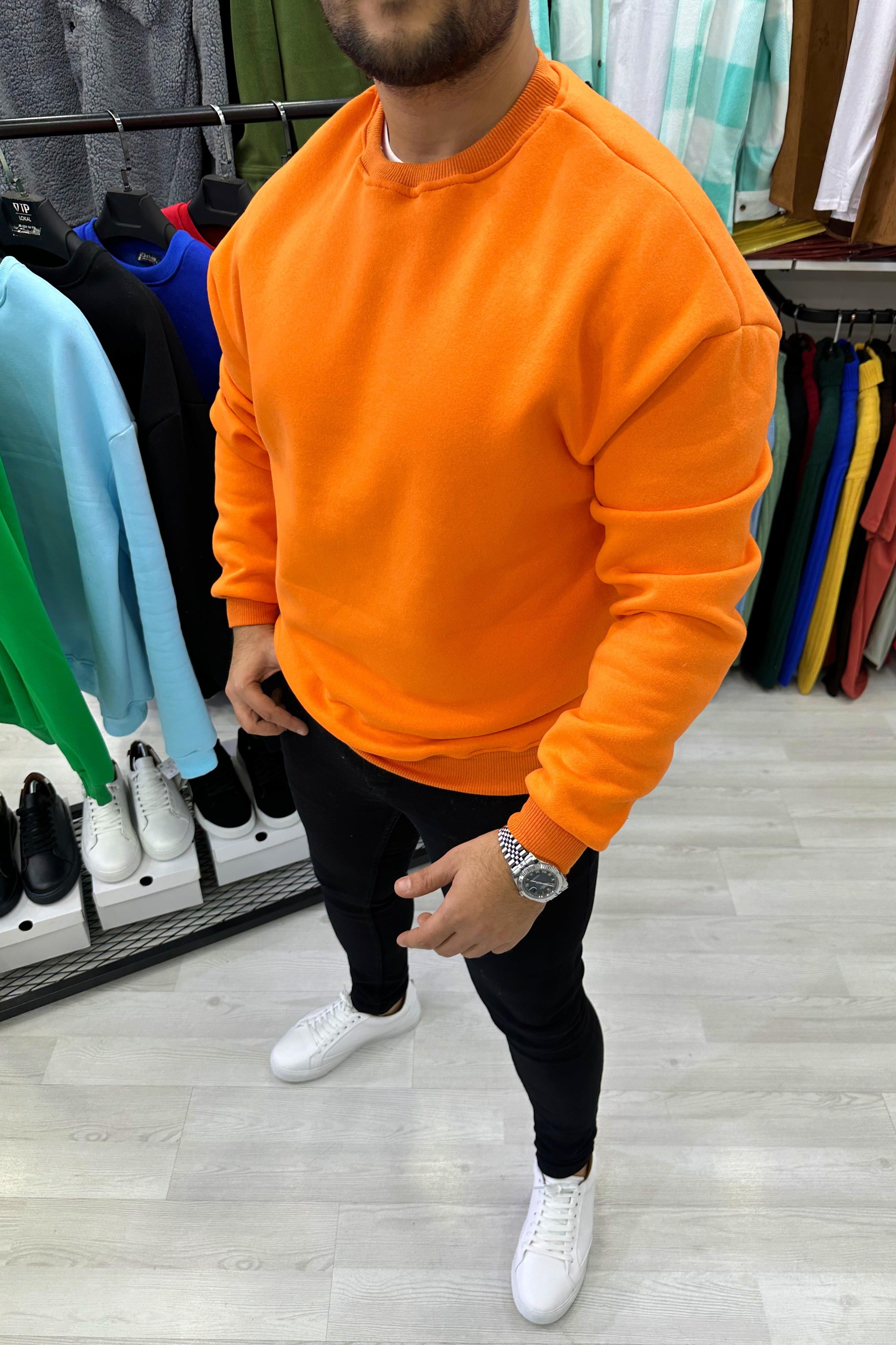 Turuncu Oversize Basic Sweat