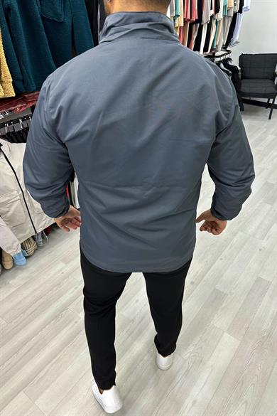 Antrasit Dik Yaka Su Geçirmez Mevsimlik Ceket
