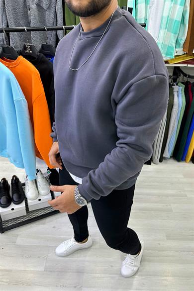 Antrasit Oversize Basic Sweat