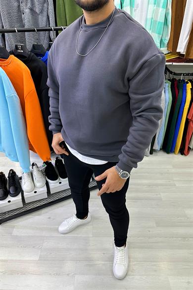 Antrasit Oversize Basic Sweat