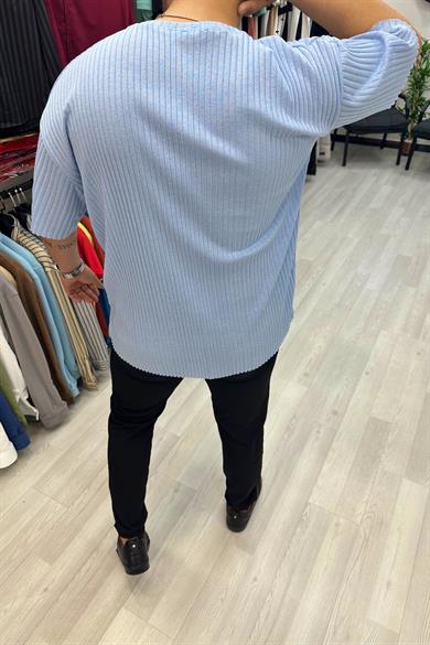 Bebe Mavi Oversize Fitilli Triko Tshirt