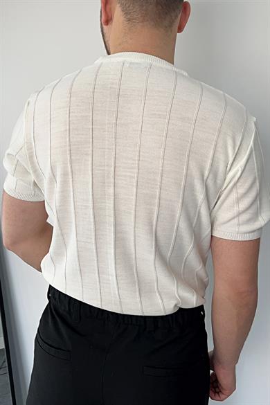 Beyaz Örme Triko Tshirt