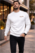 Beyaz üç iplik şardonlu sweatshirt