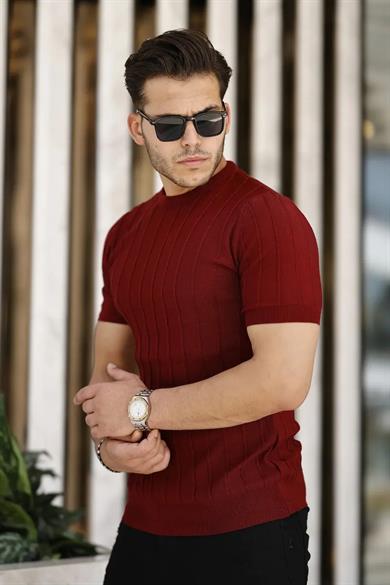 Bordo Örme Triko Tshirt