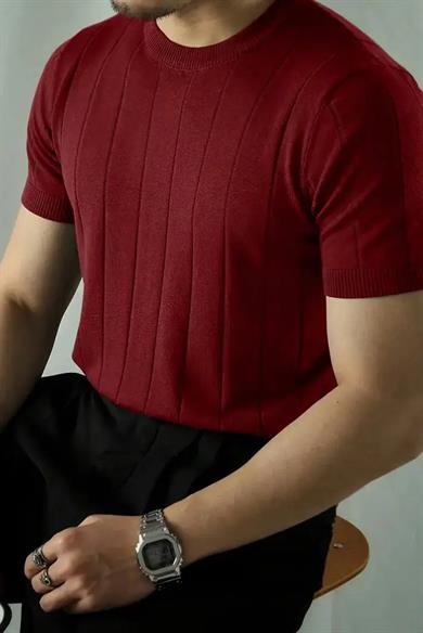 Bordo Örme Triko Tshirt