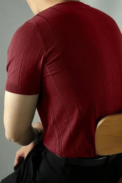 Bordo Örme Triko Tshirt