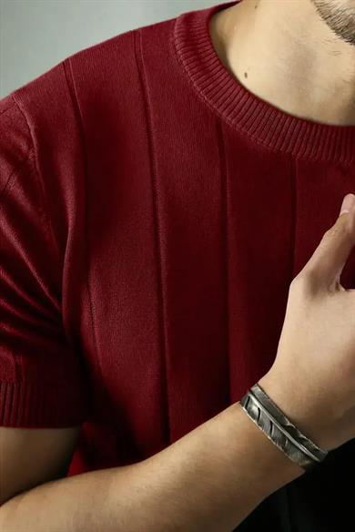 Bordo Örme Triko Tshirt