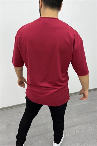 Bordo Pis Dikiş Oversize Tshirt