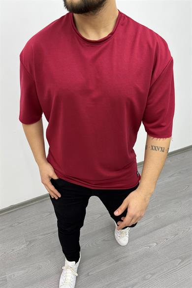 Bordo Pis Dikiş Oversize Tshirt