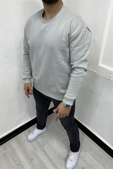 Boyama Gri 3 İplik Şardonlu Oversize Sweatshirt