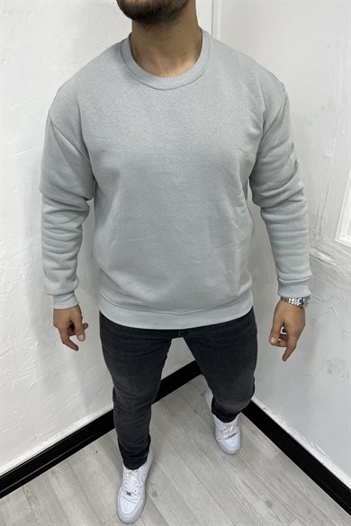 Boyama Gri 3 İplik Şardonlu Oversize Sweatshirt