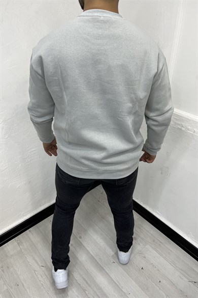 Boyama Gri 3 İplik Şardonlu Oversize Sweatshirt