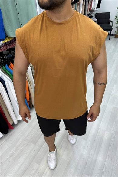 Camel Oversize Kolsuz Tshirt