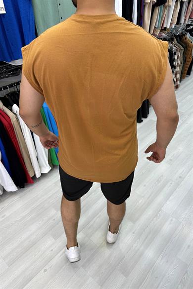 Camel Oversize Kolsuz Tshirt
