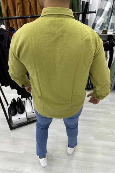 Fıstık Yeşili Keten Gömlek