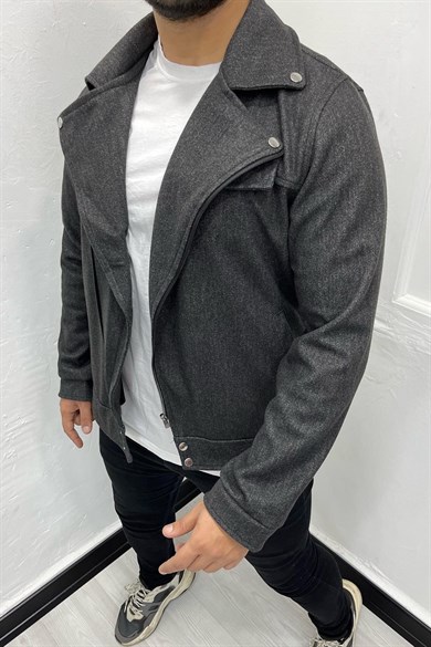 Füme Kuzey Model Fermuarlı Kaşe Ceket