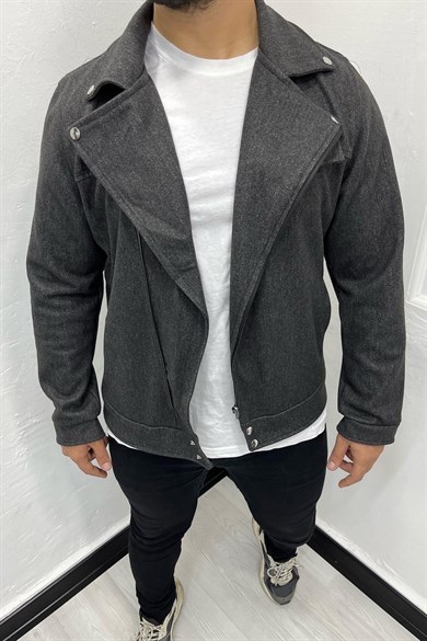 Füme Kuzey Model Fermuarlı Kaşe Ceket