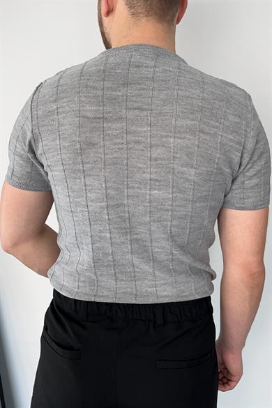 Gri Örme Triko Tshirt