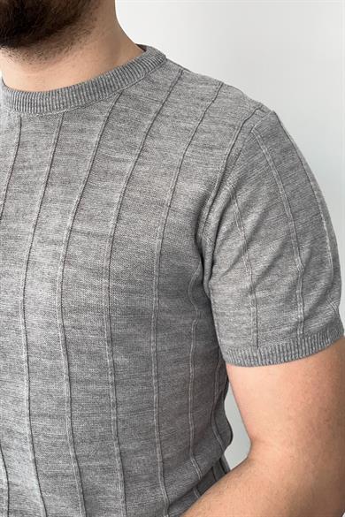 Gri Örme Triko Tshirt
