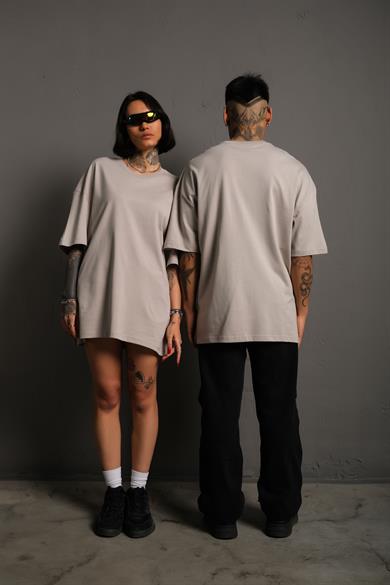 Gri Oversize Basic Tshirt