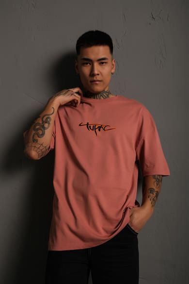 Gül Kurusu Gangster Paradise Baskılı Oversize Basic Tshirt