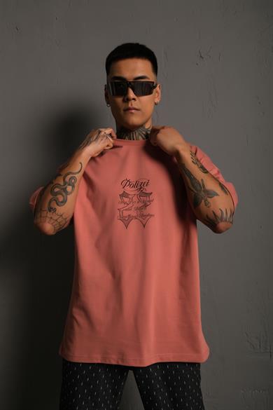 Gül Kurusu Heykel 22 Baskılı Oversize Basic Tshirt