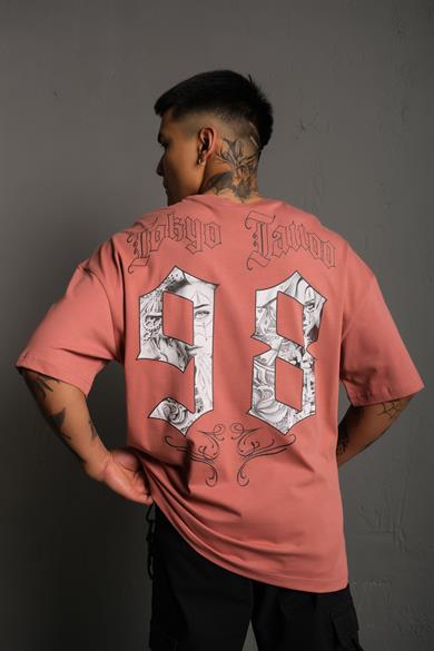 Gül Kurusu Tokyo 98 Baskılı Oversize Basic Tshirt