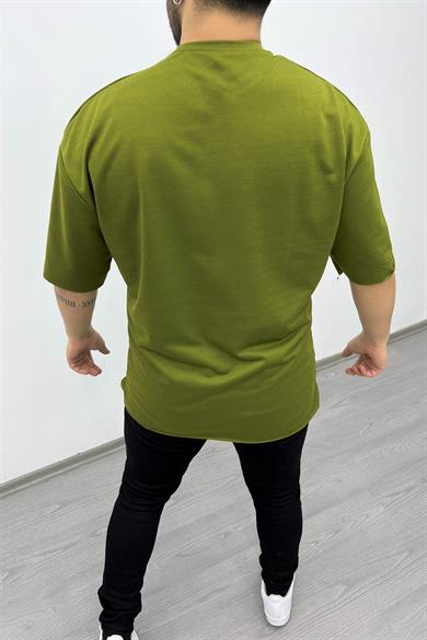 Haki Pis Dikiş Oversize Tshirt