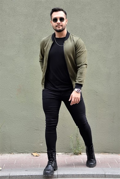 Haki Slim Fit Nubuk Ceket