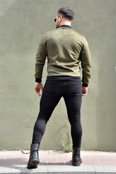Haki Slim Fit Nubuk Ceket