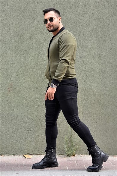 Haki Slim Fit Nubuk Ceket