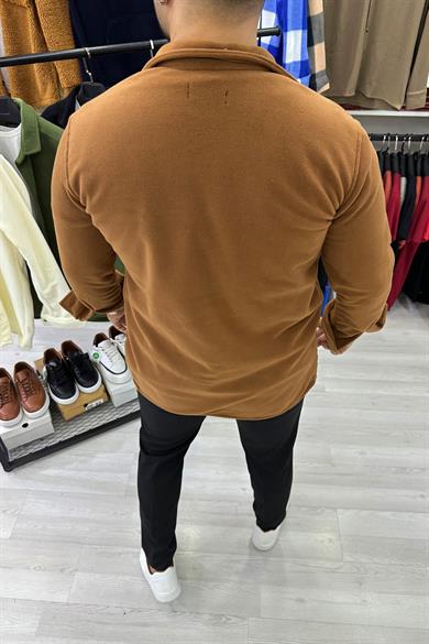 Kahve Slim Fit Kalın Polar Gömlek