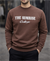 Kahverengi 3 İplik Şardonlu Baskılı Sweatshirt