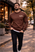 Kahverengi üç iplik şardonlu sweatshirt