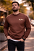Kahverengi üç iplik şardonlu sweatshirt