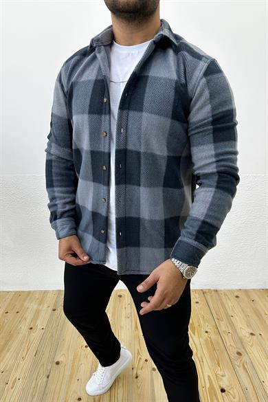 Kalın Kışlık Füme Ekose Polar Gömlek