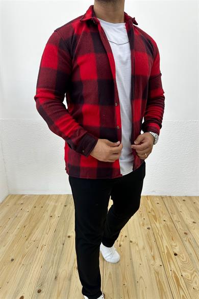 Kalın Kışlık Kırmızı Ekose Polar Gömlek