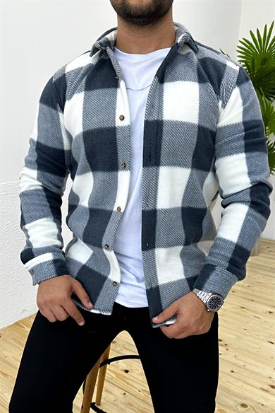 Kalın Kışlık Siyah Ekose Polar Gömlek