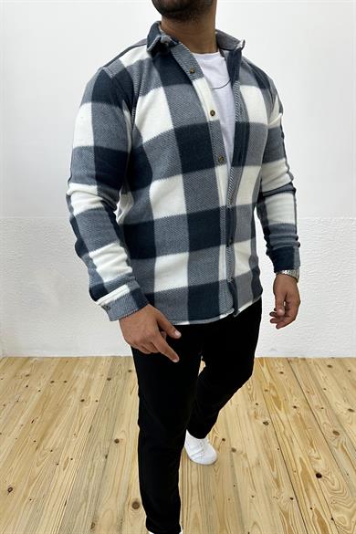 Kalın Kışlık Siyah Ekose Polar Gömlek