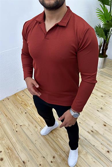 Kiremit Fitilli Likralı Slim Fit Sweat
