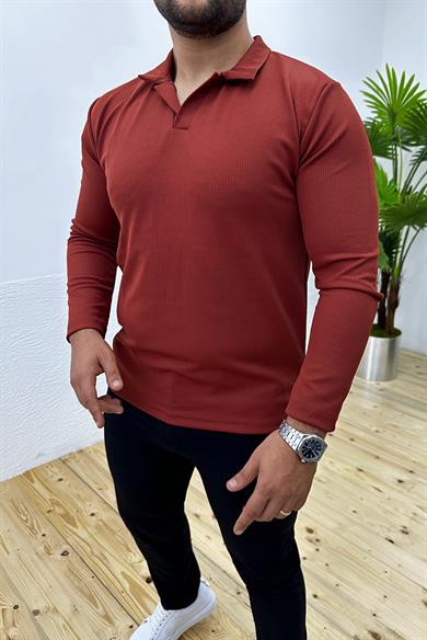 Kiremit Fitilli Likralı Slim Fit Sweat