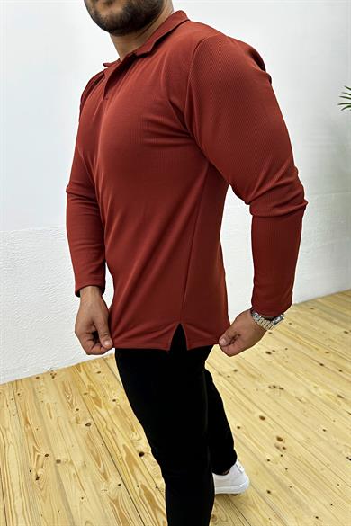 Kiremit Fitilli Likralı Slim Fit Sweat