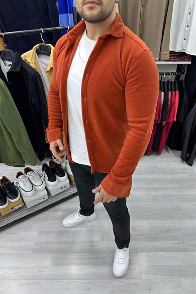 Kiremit Slim Fit Kalın Polar Gömlek